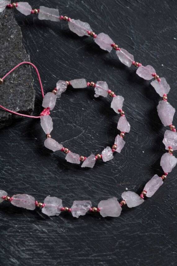 Sertifikalı Ham Pembe Kuvars Doğaltaş Takım - 3