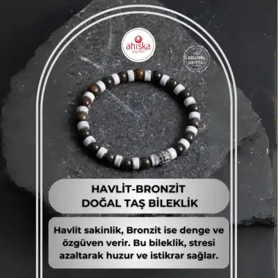 Sertifikalı Havlit, Bronzit Zirkon Aparat Doğal Taş Bileklik - 1