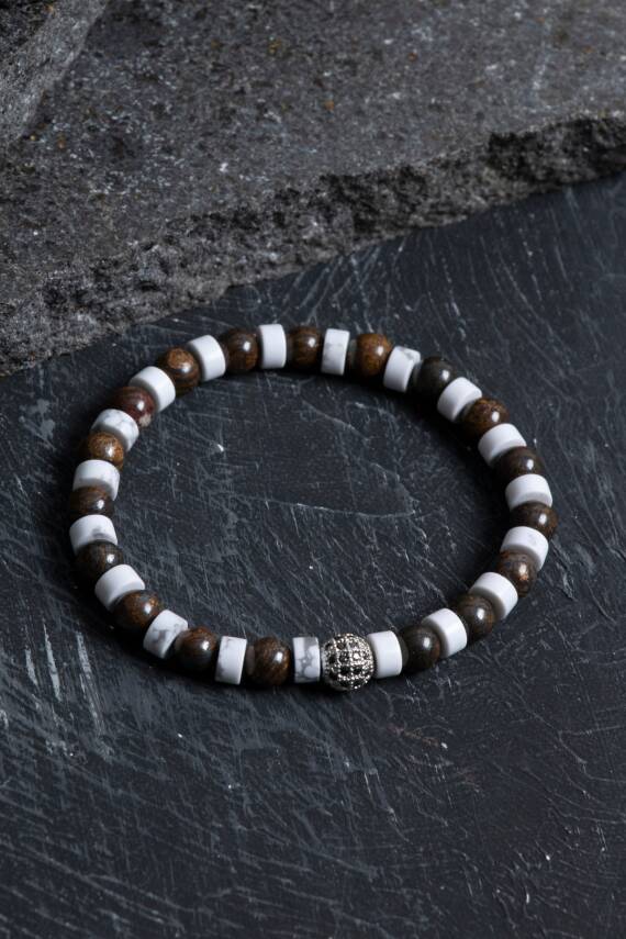 Sertifikalı Havlit, Bronzit Zirkon Aparat Doğal Taş Bileklik - 1