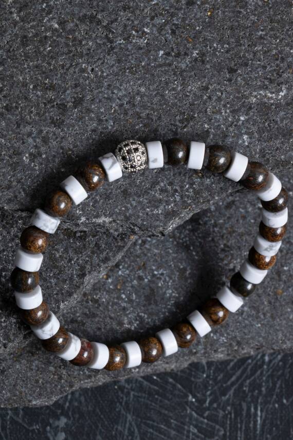 Sertifikalı Havlit, Bronzit Zirkon Aparat Doğal Taş Bileklik - 3