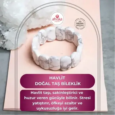 Sertifikalı Havlit Geniş Kesim Doğal Taş Bileklik - Doğal Taş (1)