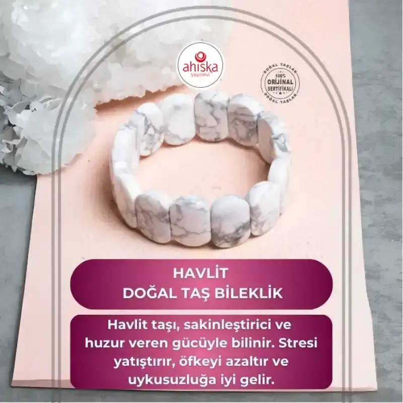 Sertifikalı Havlit Geniş Kesim Doğal Taş Bileklik - 2