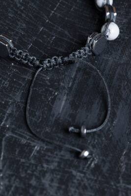 Sertifikalı Havlit, Hematit Doğal Taş Makrome Bileklik - 4