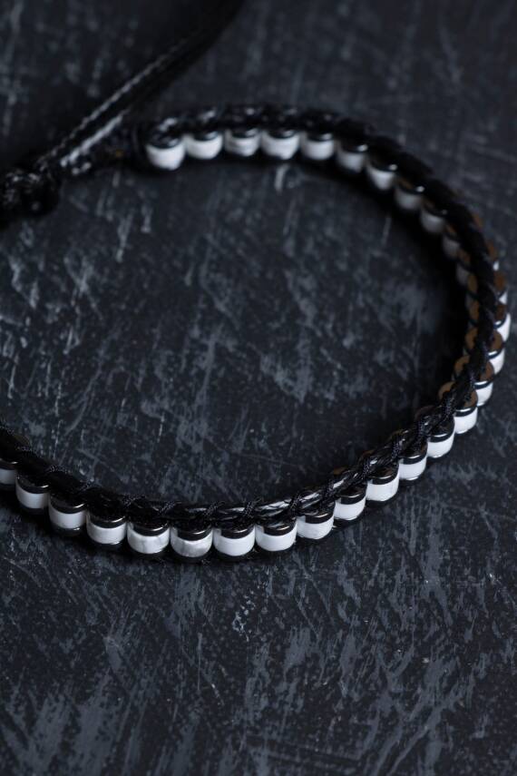 Sertifikalı Havlit Özel Tasarım Deri Doğal Taş Makrome Bileklik (SK:396) - 2