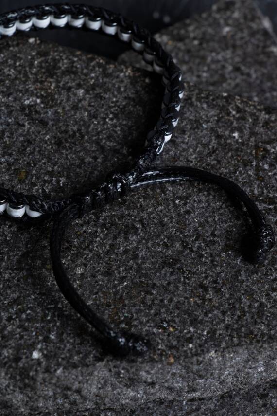 Sertifikalı Havlit Özel Tasarım Deri Doğal Taş Makrome Bileklik (SK:396) - 4