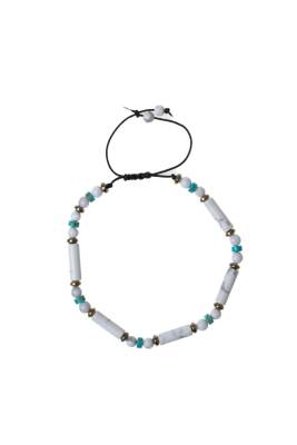 Sertifikalı Havlit, Turkuaz, Hematit Doğal Taş Makrome Bileklik - 5