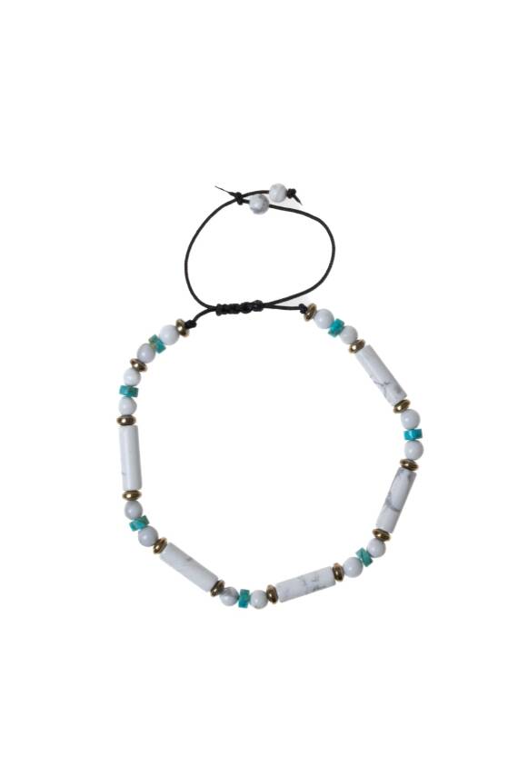 Sertifikalı Havlit, Turkuaz, Hematit Doğal Taş Makrome Bileklik - 5