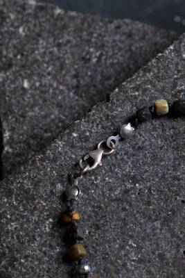 Sertifikalı Hematit-Afrika Furize (Turkuaz) Doğal Taş Bileklik Gümüş Aparatlı SK: 036 - 4