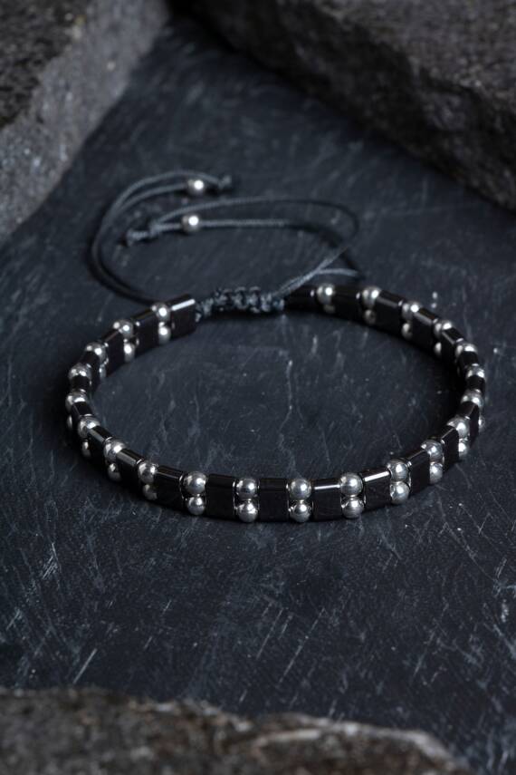 Sertifikalı Hematit Doğal Taş Makrome Bileklik (SK:152) - 3