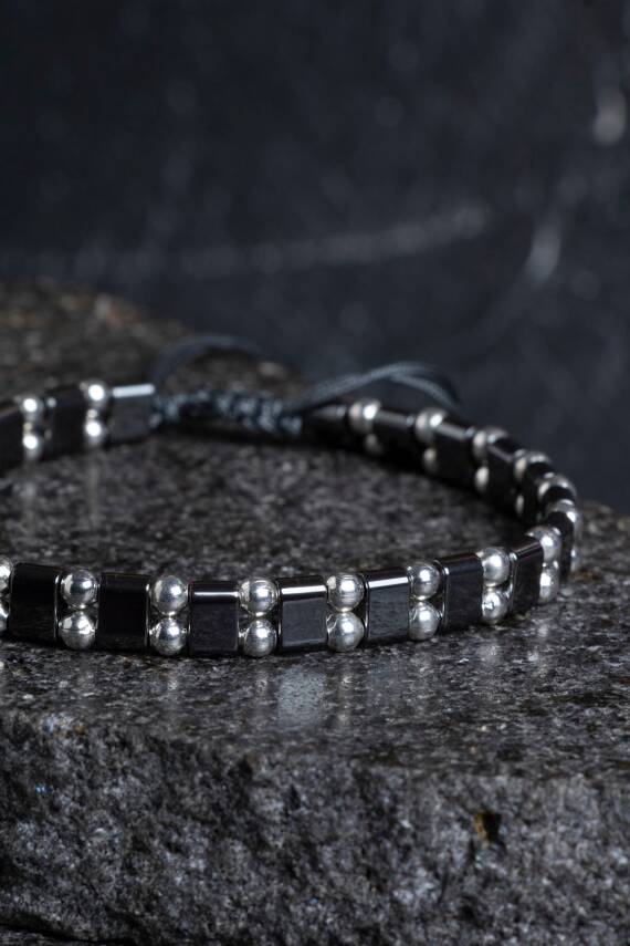 Sertifikalı Hematit Doğal Taş Makrome Bileklik (SK:152) - 4