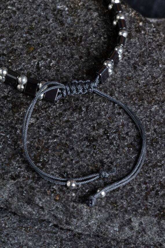 Sertifikalı Hematit Doğal Taş Makrome Bileklik (SK:152) - 5