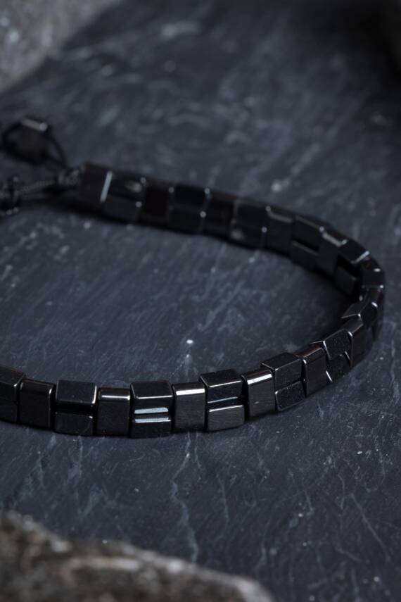 Sertifikalı Hematit Doğal Taş Makrome Bileklik (SK:153) - 4