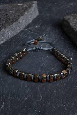 Sertifikalı Hematit Doğal Taş Makrome Bileklik (SK:154) - Osmanlı Doğal Taş