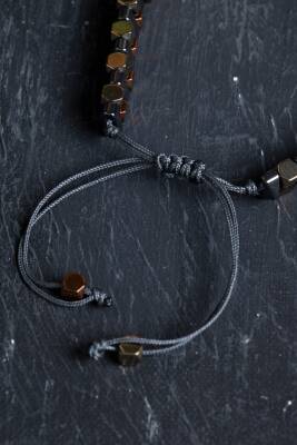 Sertifikalı Hematit Doğal Taş Makrome Bileklik (SK:154) - 4