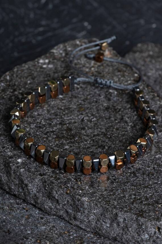 Sertifikalı Hematit Doğal Taş Makrome Bileklik (SK:154) - 5