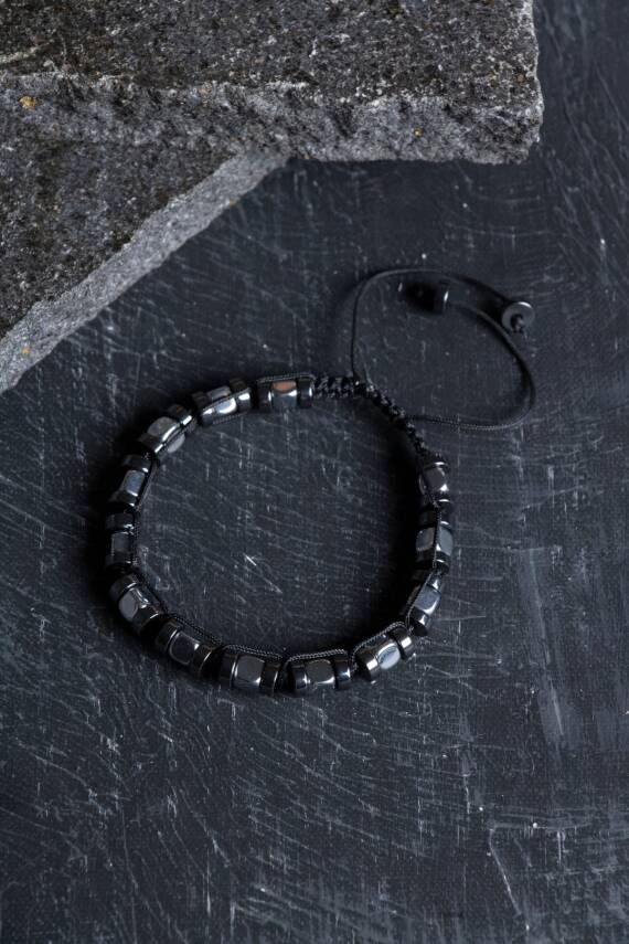 Sertifikalı Hematit Doğal Taş Makrome Bileklik (SK:189) - 3