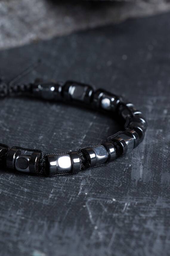 Sertifikalı Hematit Doğal Taş Makrome Bileklik (SK:189) - 4