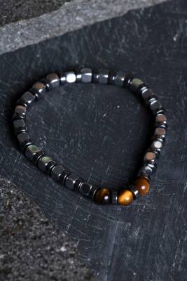 Sertifikalı Hematit, Kaplan Gözü Doğal Taş Bileklik (SK:186) - Osmanlı Doğal Taş