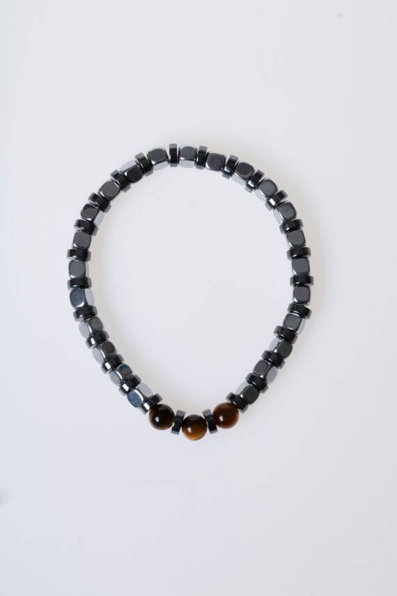 Sertifikalı Hematit, Kaplan Gözü Doğal Taş Bileklik (SK:186) - 6