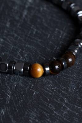 Sertifikalı Hematit, Kaplan Gözü Doğal Taş Makrome Bileklik (SK:183) - 3