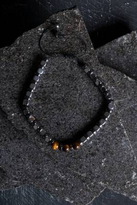 Sertifikalı Hematit, Kaplan Gözü Doğal Taş Makrome Bileklik (SK:183) - 5