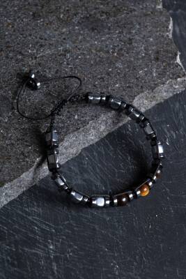 Sertifikalı Hematit, Kaplan Gözü Doğal Taş Makrome Bileklik (SK:184) - 3