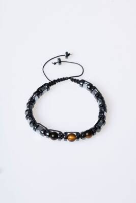 Sertifikalı Hematit, Kaplan Gözü Doğal Taş Makrome Bileklik (SK:184) - 6