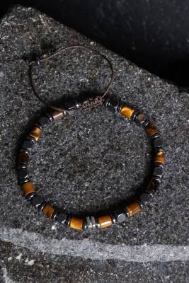 Sertifikalı Hematit, Kaplan Gözü Gümüş Aparatlı Doğal Taş Makrome Bileklik (SK:188) - 5