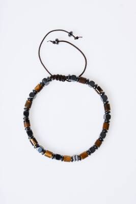 Sertifikalı Hematit, Kaplan Gözü Gümüş Aparatlı Doğal Taş Makrome Bileklik (SK:188) - 6