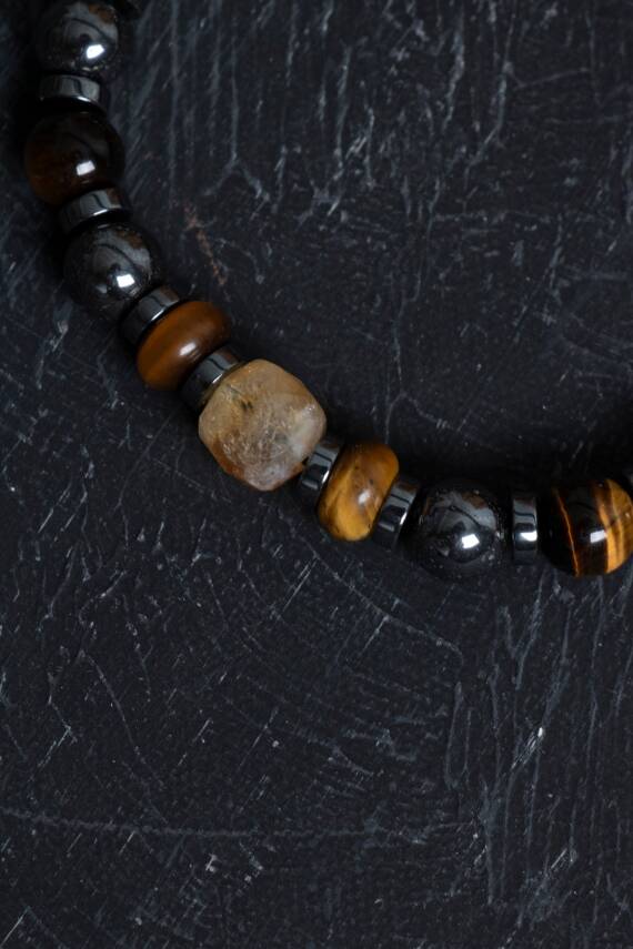 Sertifikalı Hematit Kaplan Gözü ve Sitrin Bileklik - 3