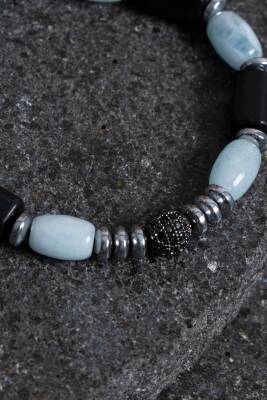 Sertifikalı Hematit ve Obsidyen Doğal Taş Bileklik - 4