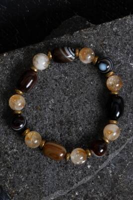 Sertifikalı Hematit ve Yeşim Doğal Taş Bileklik - 3