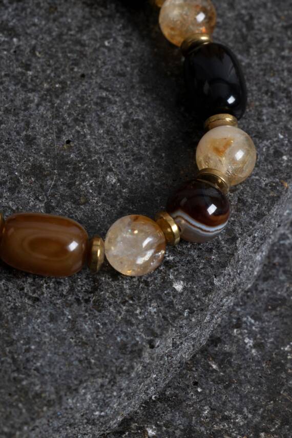 Sertifikalı Hematit ve Yeşim Doğal Taş Bileklik - 4