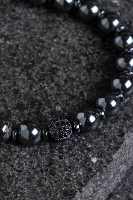 Sertifikalı Hematit Zirkon Aparatlı Doğal Taş Makrome Bileklik (SK:151) - 3