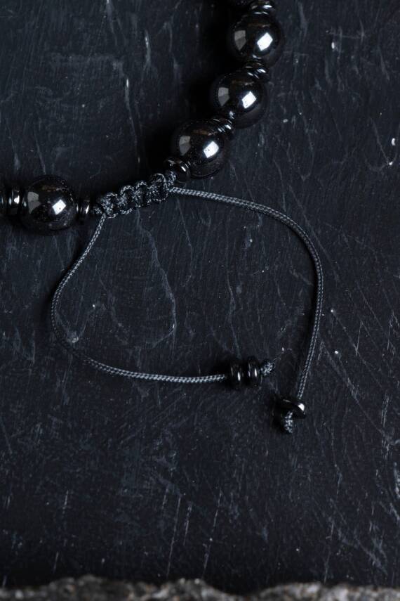 Sertifikalı Hematit Zirkon Aparatlı Doğal Taş Makrome Bileklik (SK:151) - 5