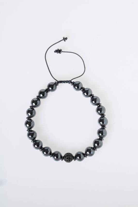 Sertifikalı Hematit Zirkon Aparatlı Doğal Taş Makrome Bileklik (SK:151) - 6