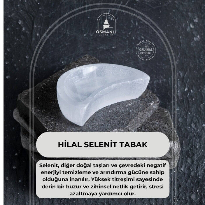 Sertifikalı Hilal Selenit Tabak - 2