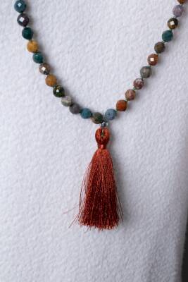 Sertifikalı Hint Akik Elmas Kesim Fasetli Doğal Taş Tesbih Kolye 99luk - 8mm (SK:412) - 2