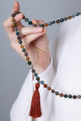 Sertifikalı Hint Akik Elmas Kesim Fasetli Doğal Taş Tesbih Kolye 99luk - 8mm (SK:412) - 4