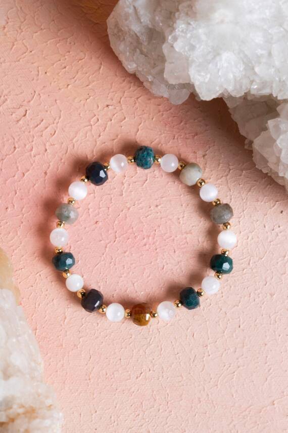 Sertifikalı Hint Akik, Selenit Doğal Taş Bileklik (SK:088) - 1