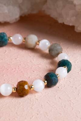 Sertifikalı Hint Akik, Selenit Doğal Taş Bileklik (SK:088) - 3