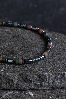 Sertifikalı Hint Akik ve Hematit Doğal Taş Makrome Bileklik (SK:158) - 3