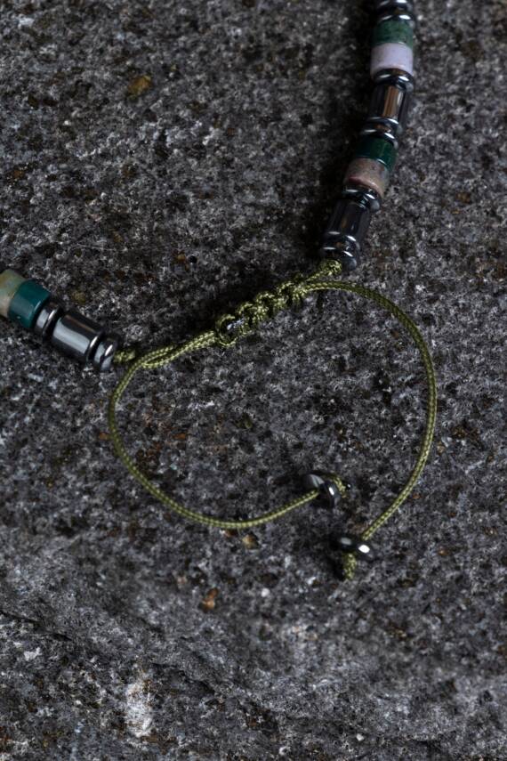 Sertifikalı Hint Akik ve Hematit Doğal Taş Makrome Bileklik (SK:158) - 4