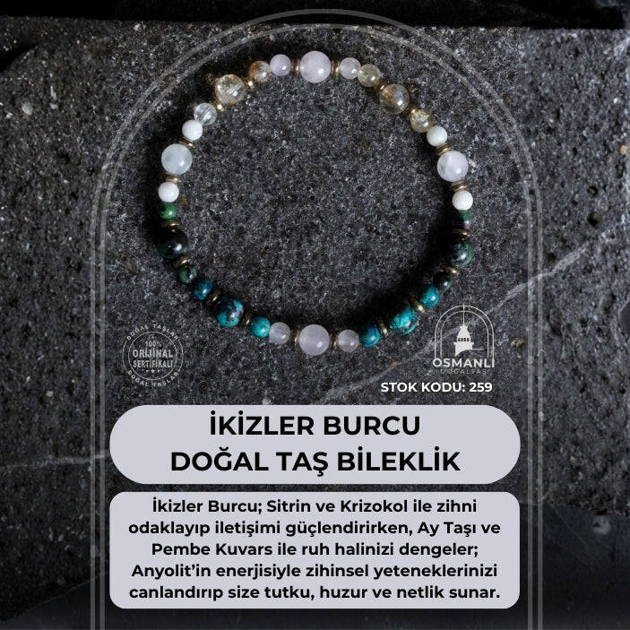 Sertifikalı İkizler Burcu Doğal Taş Bileklik (SK:259) - 2