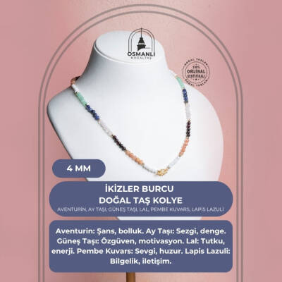 Sertifikalı İkizler Burcu Doğal Taş Kolye - 2