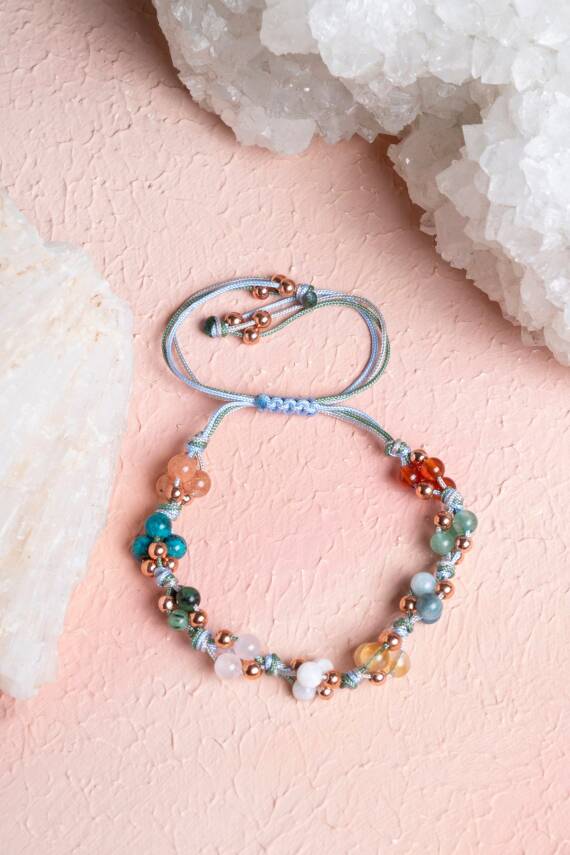 Sertifikalı İkizler Burcu Doğal Taş Makrome Bileklik - 1