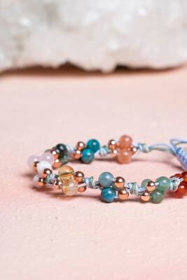 Sertifikalı İkizler Burcu Doğal Taş Makrome Bileklik - 2