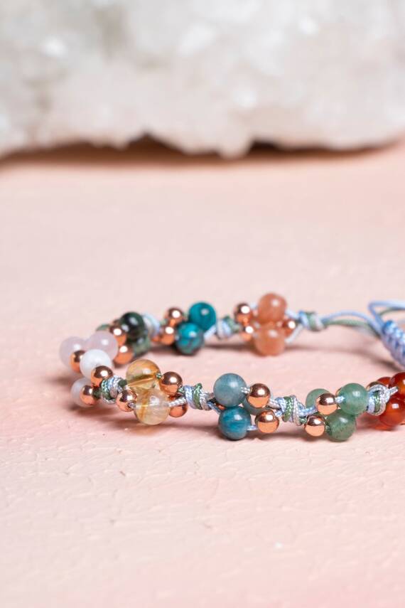 Sertifikalı İkizler Burcu Doğal Taş Makrome Bileklik - 2