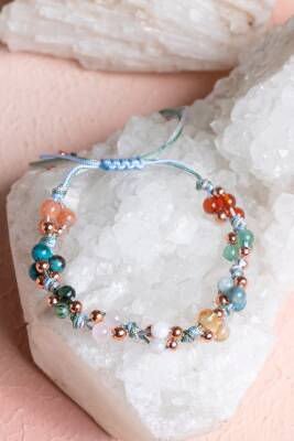 Sertifikalı İkizler Burcu Doğal Taş Makrome Bileklik - 4