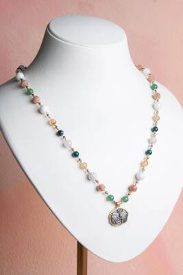 Sertifikalı İkizler Burcu Doğal Taş Makrome Kolye - Osmanlı Doğal Taş